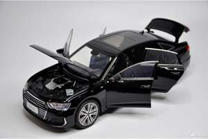 AUDI A6 55TFSI 2024 BLACK / АУДИ А6 ЧЕРНЫЙ (ДЛИНА 28 СМ) СВЕТЯТСЯ ФАРЫ + ЗВУК (БЕЗ УПАКОВКИ - ТОЛЬКО МОДЕЛЬ) — фото 3