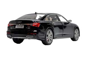 AUDI A6 55TFSI 2024 BLACK / АУДИ А6 ЧЕРНЫЙ (ДЛИНА 28 СМ) СВЕТЯТСЯ ФАРЫ + ЗВУК (БЕЗ УПАКОВКИ - ТОЛЬКО МОДЕЛЬ) — фото 2
