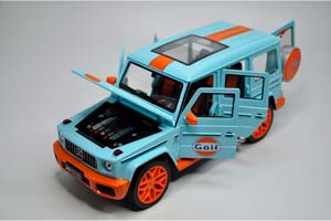 MERCEDES W463 G63 AMG G-CLASS 2017 GULF / МЕРСЕДЕС ГЕЛЕНДВАГЕН ГЕЛИК (ДЛИНА 28 СМ) СВЕТЯТСЯ ФАРЫ + ЗВУК (БЕЗ УПАКОВКИ - ТОЛЬКО МОДЕЛЬ) — фото 3