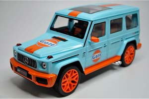 MERCEDES W463 G63 AMG G-CLASS 2017 GULF / МЕРСЕДЕС ГЕЛЕНДВАГЕН ГЕЛИК (ДЛИНА 28 СМ) СВЕТЯТСЯ ФАРЫ + ЗВУК (БЕЗ УПАКОВКИ - ТОЛЬКО МОДЕЛЬ) — фото 9
