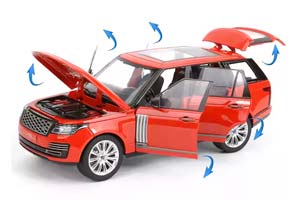 LAND ROVER RANGE ROVER SV AUTOBIOGRAPHY VOGUE 2021 RED / РЭНЖ РОВЕР КРАСНЫЙ (ДЛИНА 28 СМ) СВЕТЯТСЯ ФАРЫ + ЗВУК (БЕЗ УПАКОВКИ, ВОЗМОЖНЫ ПРИТЕРТОСТИ) — фото 2