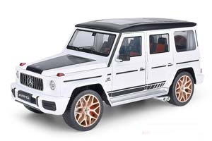 MERCEDES W463 G63 AMG G-CLASS 2017 WHITE / МЕРСЕДЕС ГЕЛЕНДВАГЕН ГЕЛИК БЕЛЫЙ (ДЛИНА 28 СМ) СВЕТЯТСЯ ФАРЫ + ЗВУК (БЕЗ УПАКОВКИ) — фото 6