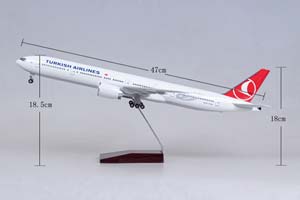 МОДЕЛЬ САМОЛЕТА BOEING 777 TURKISH AIRLINES / БОИНГ 777 ТУРКИШ ЭРЛАЙНС (С ПОДСВЕТКОЙ ИЛЛЮМИНАТОРОВ ДЛИНА 47 СМ) — фото 3