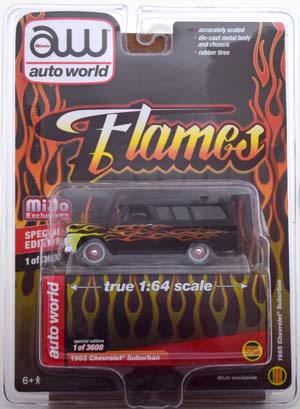 CHEVROLET SUBURBAN FLAMES 1965 MATT-BLACK (ДЛИНА МОДЕЛИ 6-10 СМ)