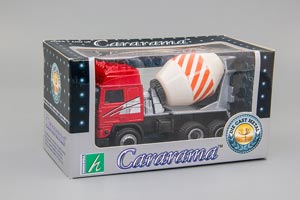 VOLVO FH 16, БЕТОНОМЕШАЛКА, КРАСНЫЙ (ДЛИНА МОДЕЛИ 6-10 СМ) — фото 3