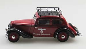 ADLER TRUMPF JUNIOR 2 DOOR SEDAN REICHPOST 1934-41, RED/BLACK — фото 3