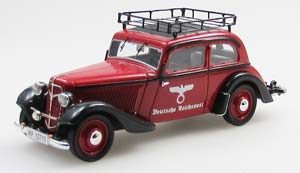 ADLER TRUMPF JUNIOR 2 DOOR SEDAN REICHPOST 1934-41, RED/BLACK