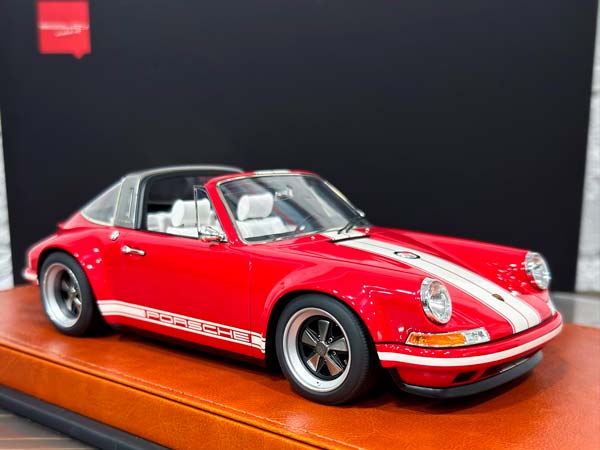 PORSCHE SINGER 911 (964) TARGA RED/CREAM WHITE STRIPE / ПОРШЕ SINGER 911 964 ТАРГА КРАСНЫЙ/КРЕМОВО-БЕЛЫЙ ПОЛОСА — фото 3