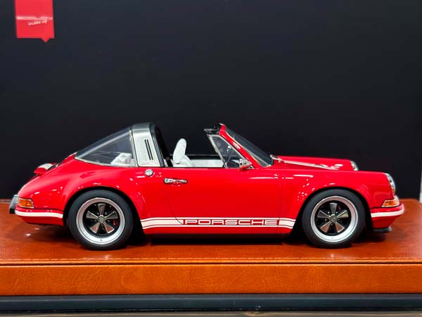 PORSCHE SINGER 911 (964) TARGA RED/CREAM WHITE STRIPE / ПОРШЕ SINGER 911 964 ТАРГА КРАСНЫЙ/КРЕМОВО-БЕЛЫЙ ПОЛОСА — фото 4