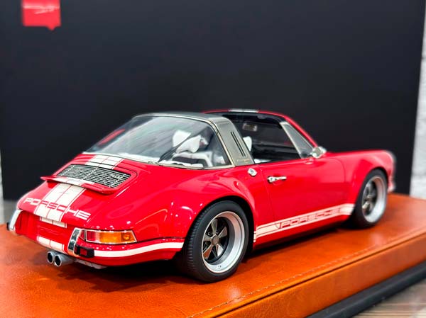 PORSCHE SINGER 911 (964) TARGA RED/CREAM WHITE STRIPE / ПОРШЕ SINGER 911 964 ТАРГА КРАСНЫЙ/КРЕМОВО-БЕЛЫЙ ПОЛОСА — фото 5
