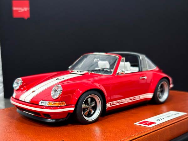 PORSCHE SINGER 911 (964) TARGA RED/CREAM WHITE STRIPE / ПОРШЕ SINGER 911 964 ТАРГА КРАСНЫЙ/КРЕМОВО-БЕЛЫЙ ПОЛОСА