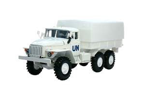 URALSKY TRUCK 4320 WITH TENT AND UN TITLE (USSR RUSSIAN TRUCK) | УРАЛЬСКИЙ ГРУЗОВИК 4320 С ТЕНТОМ И НАДПИСЬЮ ООН ЭЛЕКОН