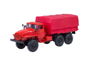 URALSKY TRUCK 4320 WITH RED TENTOM (USSR RUSSIAN TRUCK) | УРАЛЬСКИЙ ГРУЗОВИК 4320 С ТЕНТОМ КРАСНЫЙ ЭЛЕКОН