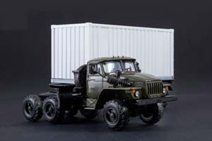 URALSKY TRUCK 44202 WITH CONTAINER (USSR RUSSIAN) GREEN | УРАЛЬСКИЙ ГРУЗОВИК 44202 (КАБИНА ХАКИ КОНТЕЙНЕР СЕРЫЙ) ЭЛЕКОН — фото 3