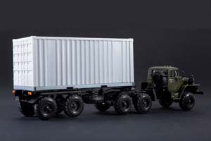 URALSKY TRUCK 44202 WITH CONTAINER (USSR RUSSIAN) GREEN | УРАЛЬСКИЙ ГРУЗОВИК 44202 (КАБИНА ХАКИ КОНТЕЙНЕР СЕРЫЙ) ЭЛЕКОН — фото 2