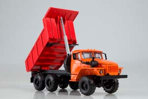 URALSKY TRUCK 55571 DUMPER (USSR RUSSIAN) ORANGE/RED | УРАЛЬСКИЙ ГРУЗОВИК 55571 САМОСВАЛ (КАБИНА ОРАНЖЕВАЯ КУЗОВ КРАСНЫЙ) ЭЛЕКОН — фото 3