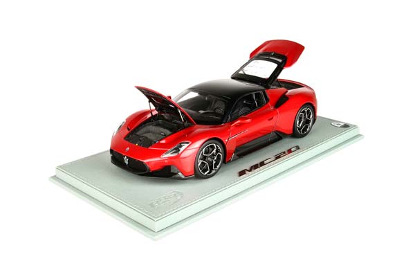 MASERATI MC20 METALLIC RED VINCENTE BLACK ROOF -DIECAST FULL OPEN- SHOWCASE INCLUDED / МАЗЕРАТИ МС20 МЕТАЛЛИК ВИНКЕНТЕ РООФ - - 1:18 КРАСНЫЙ