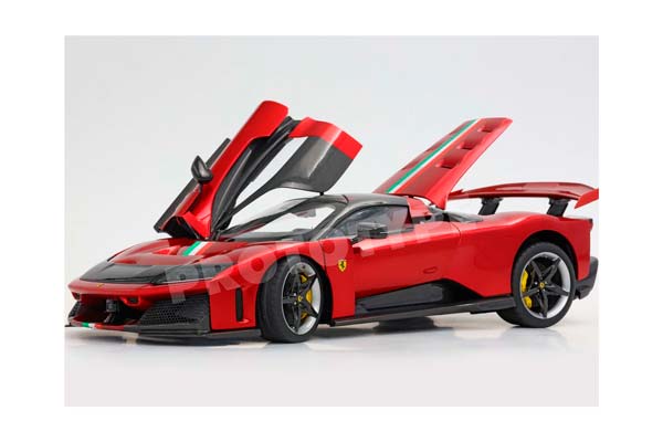 FERRARI F80 METAL DIECAST FULL OPEN ROSSO SUPERCAR AND ITALIAN STRIPE - POLYFOAM PACK / ФЕРРАРИ Ф80 МЕТАЛ СУПЕРКАР ИТАЛИАН ПОЛОСА 1:18 КРАСНЫЙ