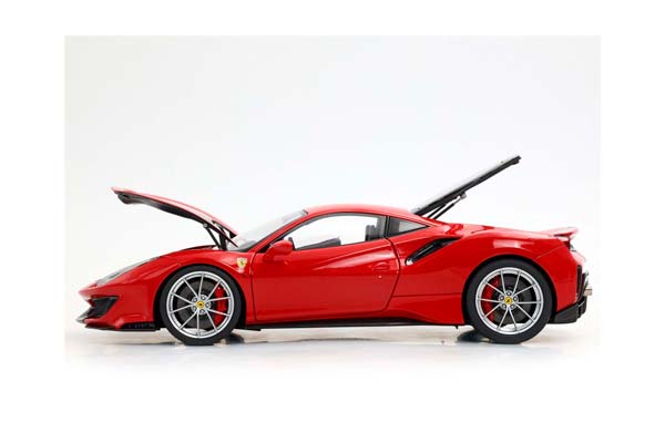 FERRARI 488 PISTA - METAL DIECAST - FULL OPEN ROSSO CORSA WITH STRIPE - LUXURY PACK - BASE AND CASE INCLUDED / ФЕРРАРИ 488 ПИСТА 1:18 КРАСНЫЙ — фото 2
