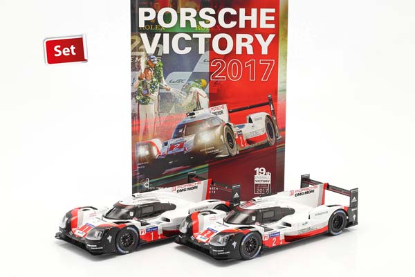 2-CAR SET WITH BOOK: PORSCHE 919 HYBRID #1 #2 WINNER 24H LEMANS 2017 / НАБОР ИЗ 2 МОДЕЛЕЙ БУК ПОРШЕ 919 ГИБРИД ПОБЕДИТЕЛЬ 24 ЧАСА ЛЕ-МАН — фото 3