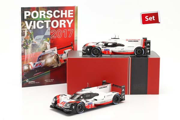 2-CAR SET WITH BOOK: PORSCHE 919 HYBRID #1 #2 WINNER 24H LEMANS 2017 / НАБОР ИЗ 2 МОДЕЛЕЙ БУК ПОРШЕ 919 ГИБРИД ПОБЕДИТЕЛЬ 24 ЧАСА ЛЕ-МАН — фото 11
