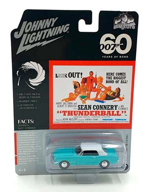 FORD MUSTANG 1965 БИРЮЗОВЫЙ С БЕЛЫМ ТЕНТОМ ИЗ ФИЛЬМА ДЖЕЙМС БОНД 007 THUNDERBALL (ДЛИНА МОДЕЛИ 6-10 СМ) — фото 2