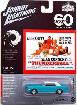 FORD MUSTANG CABRIO FROM THE MOVIE 007 THUNDERBALL 1965 TURQUOISE WHITE (ДЛИНА МОДЕЛИ 6-10 СМ)