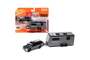 CHEVROLET TAHOE WITH CAMPER TRAILER (POLICE SWAT) (1997), GALAXY GRAY & BLACK (ДЛИНА МОДЕЛИ 6-10 СМ)