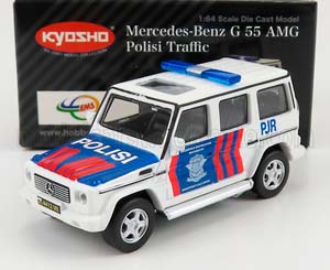 MERCEDES BENZ G-CLASS G55 AMG POLISI TRAFFIC 2018, WHITE RED BLUE (ДЛИНА МОДЕЛИ 6-10 СМ)