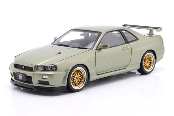 NISSAN SKYLINE GT-R (R34) V-SPEC NÜR BBS RIMS 2001 LIGHT GREEN METALLIC / НИССАН СКАЙЛАЙН ГТ-Р R34 В-СПЕК НУР ББС ДИСКИ СВЕТЛО-ЗЕЛЕНЫЙ МЕТАЛЛИК