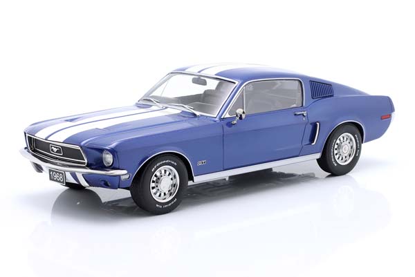 FORD MUSTANG GT FASTBACK 1968 BLUE METALLIC/WHITE