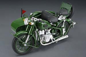 ММЗ-72 (КОПИЯ БМВ R71) 1941-1960 СОВЕТСКИЙ ТЯЖЁЛЫЙ МОТОЦИКЛ ЗЕЛЕНЫЙ (ДЛИНА 24 СМ) — фото 4