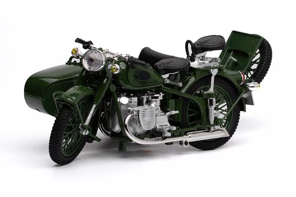ММЗ-72 (КОПИЯ БМВ R71) 1941-1960 СОВЕТСКИЙ ТЯЖЁЛЫЙ МОТОЦИКЛ ЗЕЛЕНЫЙ (ДЛИНА 24 СМ БЕЗ КАРТОННОГО БОКСА) — фото 3