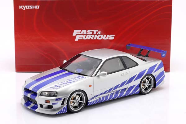 BRIAN'S NISSAN SKYLINE GT-R (R34) FILM 2 FAST 2 FURIOUS (2003) SILVER / BLUE / БРИАН НИССАН СКАЙЛАЙН ГТ-Р R34 ФИЛМ 2 ФАСТ ФУРИОУС СЕРЕБРИСТЫЙ СИНИЙ — фото 3