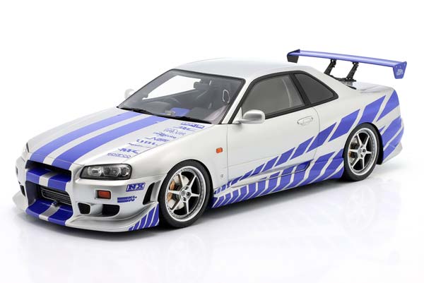 BRIAN'S NISSAN SKYLINE GT-R (R34) FILM 2 FAST 2 FURIOUS (2003) SILVER / BLUE / БРИАН НИССАН СКАЙЛАЙН ГТ-Р R34 ФИЛМ 2 ФАСТ ФУРИОУС СЕРЕБРИСТЫЙ СИНИЙ
