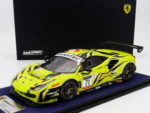 FERRARI 488 GT3 EVO 3.9L TURBO V8 TEAM IRON LYNX #71 3RD 24H SPA (2022), WITH SHOWCASE, YELLOW BLACK