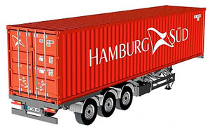 TRAILER WITH CONTAINER DARKGREY RED-BROWN WHITE / ПРИЦЕП С КОНТЕЙНЕРОМ ГАМБУРГЗЮД КОРИЧНЕВЫЙ