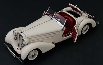 AUDI FRONT 225 ROADSTER 1935 WHITE RED LEATHER ANNIVERSARY MODEL-100 YEARS OF AUDI- SPECIAL EDITION 50 PIECES — фото 4