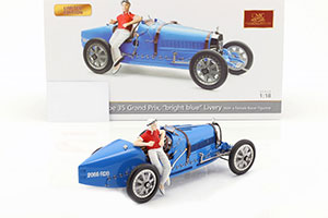 BUGATTI T35 BRIGHT BLUE LIVERY WITH A FEMALE RACER FIGURINE 1920 LIMITED EDITION 600 — фото 3