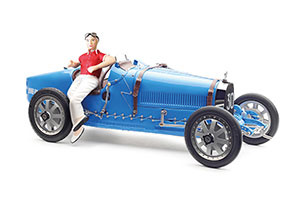 BUGATTI T35 BRIGHT BLUE LIVERY WITH A FEMALE RACER FIGURINE 1920 LIMITED EDITION 600 