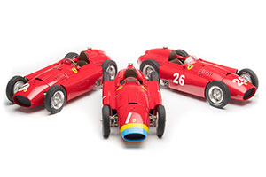 FERRARI LUCKY SET 2018 FANGIO: FERRARI D50 LONG NOSE GP GERMANY #1 FANGIO + FERRARI D50 SHORT NOSE GP ENGLAND #1 FANGIO + FERRARI D50 SHORT NOSE GP ITALY #26 COLLINS/FANGIO + SHOWCASE + FANGIO FIGURINE LIMITED EDITION 200 PCS. — фото 2