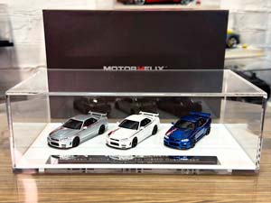 NISSAN SKYLINE GT-R R34 NISMO CUSTOMIZED 3 CAR SET SILVER/WHITE/BLUE / НИССАН СКАЙЛАЙН GT-R R34 NISMO КАСТОМНАЯ ВЕРСИЯ НАБОР ИЗ 3 МОДЕЛЕЙ СЕРЕБРИСТЫЙ/БЕЛЫЙ/СИНИЙ — фото 13