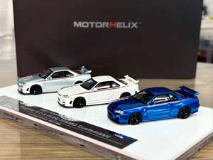 NISSAN SKYLINE GT-R R34 NISMO CUSTOMIZED 3 CAR SET SILVER/WHITE/BLUE / НИССАН СКАЙЛАЙН GT-R R34 NISMO КАСТОМНАЯ ВЕРСИЯ НАБОР ИЗ 3 МОДЕЛЕЙ СЕРЕБРИСТЫЙ/БЕЛЫЙ/СИНИЙ — фото 8