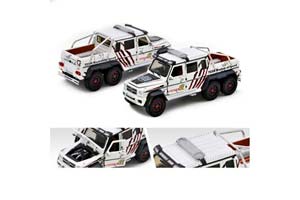 MERCEDES-BENZ G AMG 6X6 *TEAM MASTERS OF SPEED* GUMBALL 3000, WHITE/BLACK (2014) (ДЛИНА МОДЕЛИ 6-10 СМ)