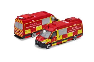 MERCEDES-BENZ SPRINTER HONG KONG FIRE SERVICE CAR 2021 ПОЖАРНАЯ, ГОНКОНГ (ДЛИНА МОДЕЛИ 6-10 СМ)