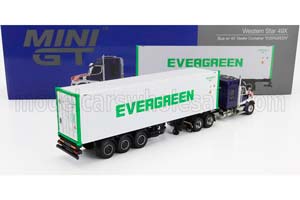 WESTERN STAR 49X TRUCK TRASPORTO CONTAINER 40' EVERGREEN (1990), BLUE WHITE (ДЛИНА МОДЕЛИ 6-10 СМ) — фото 2
