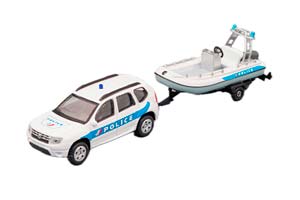 DACIA DUSTER POLICE CON CARRELLO E GOMMONE (2020) - TRAILER AND MOTORBOAT, WHITE LIGHT BLUE — фото 1