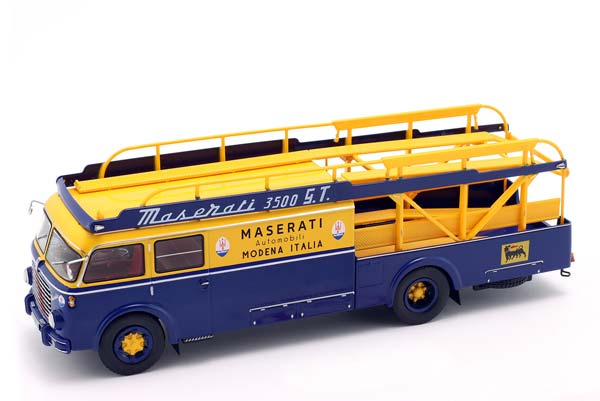 FIAT 642 RN2 BARTOLETTI MASERATI RACE CAR TRANSPORTER FORMULA 1 1957 BLUE / YELLOW / ФИАТ 642 RN2 БАРТОЛЕТТИ МАЗЕРАТИ АВТОВОЗ ГОНОЧНОЙ КОМАНДЫ ФОРМУЛА-1 СИНИЙ ЖЕЛТЫЙ — фото 3