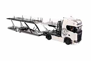 SCANIA 730S 4X2 V8 & LOHR CAR TRANSPORTER СОЧЛЕНЕННЫЙ АВТОВОЗ, БЕЛЫЙ С ЧЕРНЫМ — фото 11