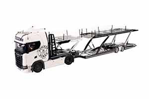 SCANIA 730S 4X2 V8 & LOHR CAR TRANSPORTER СОЧЛЕНЕННЫЙ АВТОВОЗ, БЕЛЫЙ С ЧЕРНЫМ — фото 1